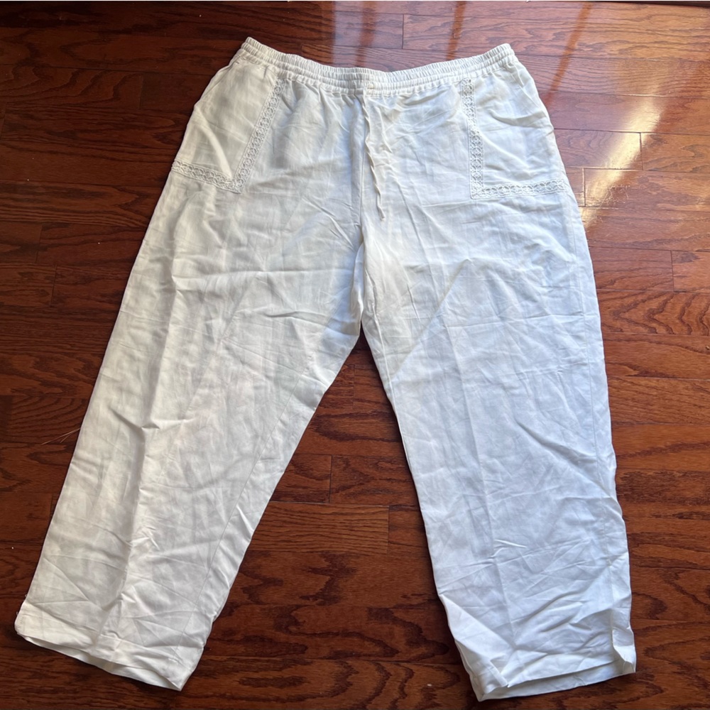Ashley Stewart Off-White Wide Leg Pants